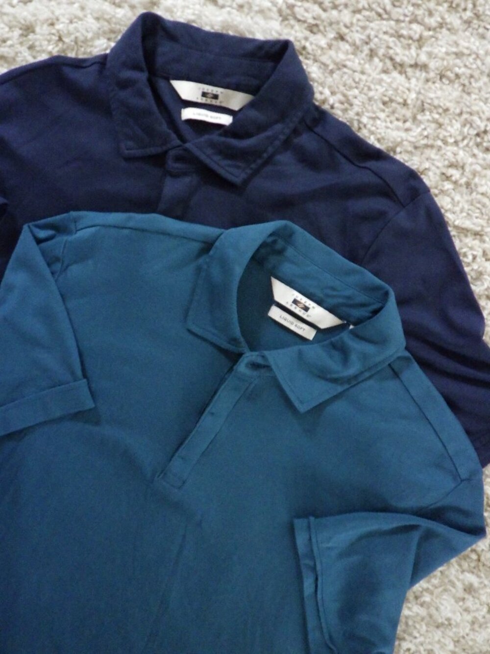 Joseph Abboud Liquid Soft Golf Polo Short Sleeve Blue Teal Size Large Lot of 2